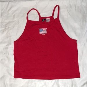 Red Brooklyn NYC crop top. Form fitting and flattering. Very soft material.